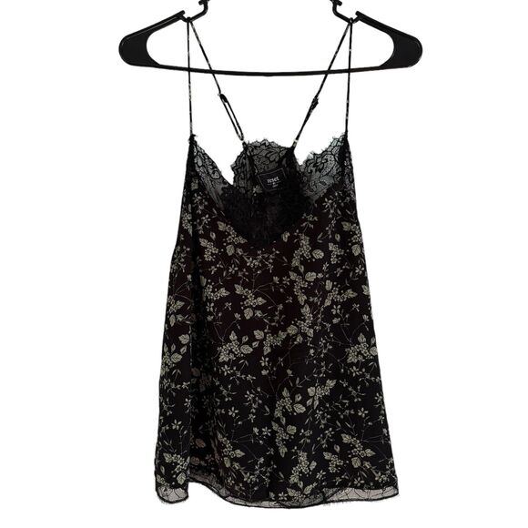 NWT Reset by Jane Satin Samantha Black Lace Floral Print Cami Tank Top Large - Picture 4 of 11